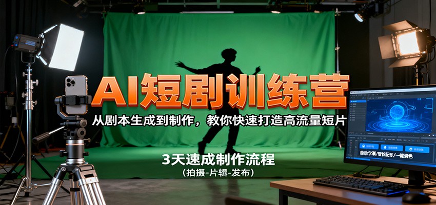 AI短剧训练营，从剧本生成到制作，教你快速打造高流量短片-课程网