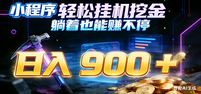 小程序挂机挖金，自动赚金币换现金，多号并行日入900+，轻松搞副业-课程网