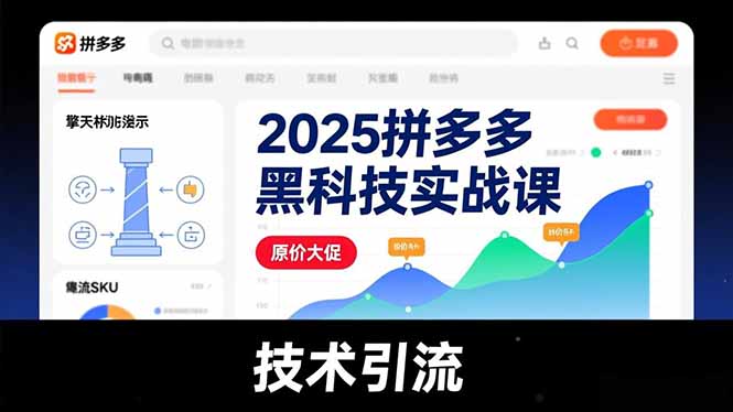 2025拼多多黑科技实战课，擎天柱玩法、爆流SKU、原价大促，技术引流，单店日销轻松破千单-课程网