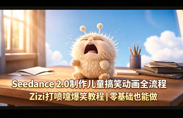 Seedance 2.0制作儿童搞笑动画全流程Zizi打喷嚏爆笑教程｜零基础也能做-课程网