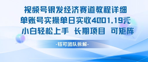 视频号银发经济赛道单账号实操单日实收1k+，小白轻松上手长期项目-课程网