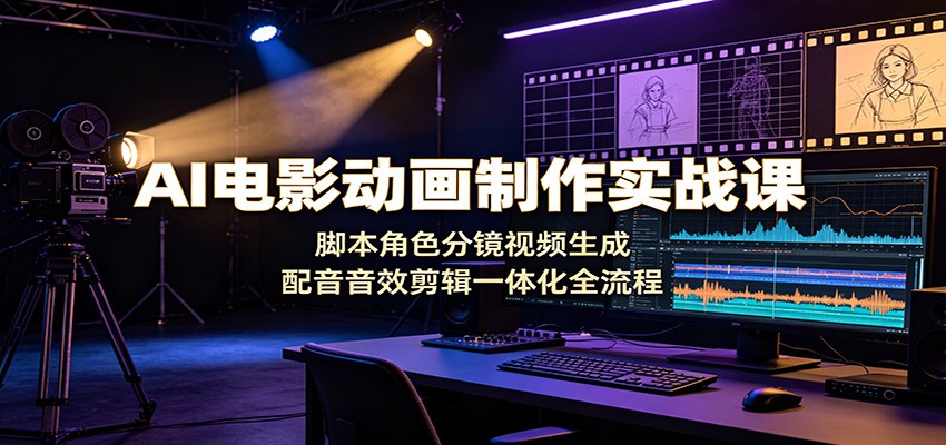 AI电影动画制作实战课：脚本角色分镜视频生成，配音音效剪辑一体化全流程-课程网
