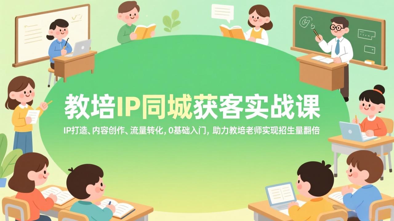 教培IP同城获客实战课，IP打造、内容创作、流量转化，0基础入门，助力教培老师实现招生量翻倍-课程网