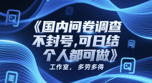 国内问卷调查，不封号，可日结，多劳多得，工作室，个人都可做-课程网