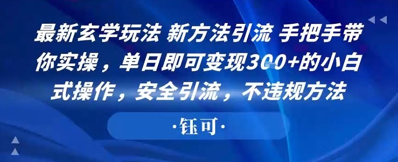 最新玄学玩法新方法引流手把手带你实操，单日即可变现3张+的小白式操作，安全引流，不违规方法-课程网