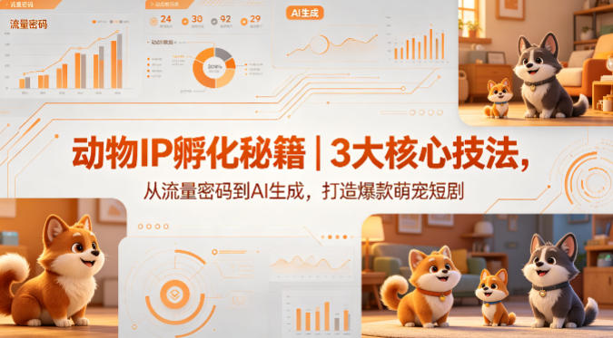 动物IP孵化秘籍｜3大核心技法，从流量密码到AI生成，打造爆款萌宠短剧-课程网
