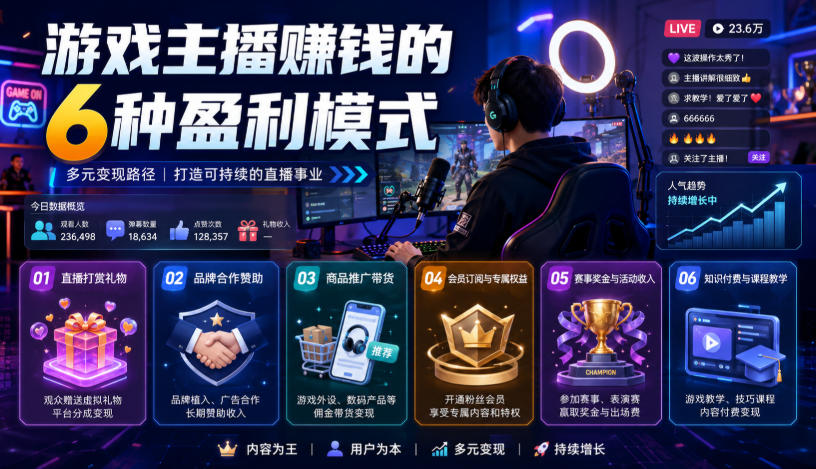 付费文章：游戏主播賺钱的6种盈利模式-课程网