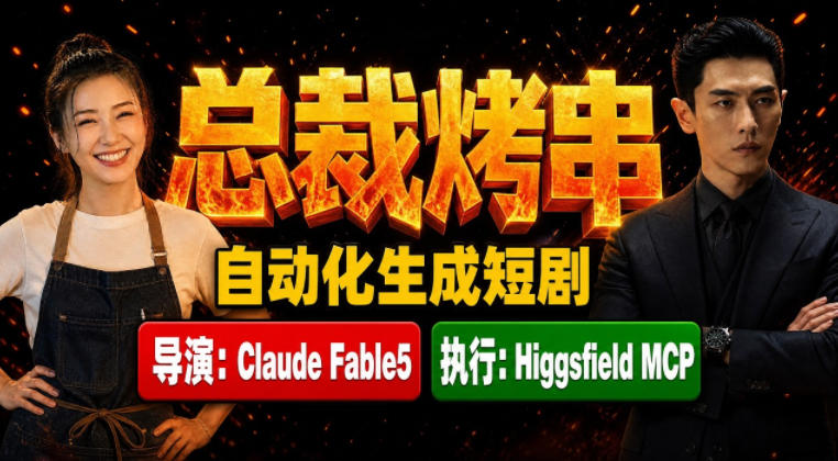 Claude Fable5担任导演+Higgsfield MCP落地执行｜《总裁烤串》真人质感短剧全自动AI生成全流程教学-课程网