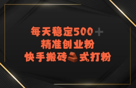 快手搬砖式打粉，每天稳定500+精准创业粉-课程网