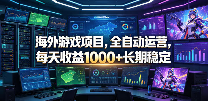海外游戏项目，全自动运营，每天收益1000+长期稳定【揭秘】-课程网