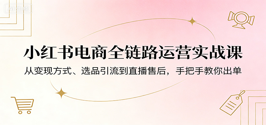 小红书电商全链路运营实战课：从变现方式、选品引流到直播售后，手把手教你出单-课程网