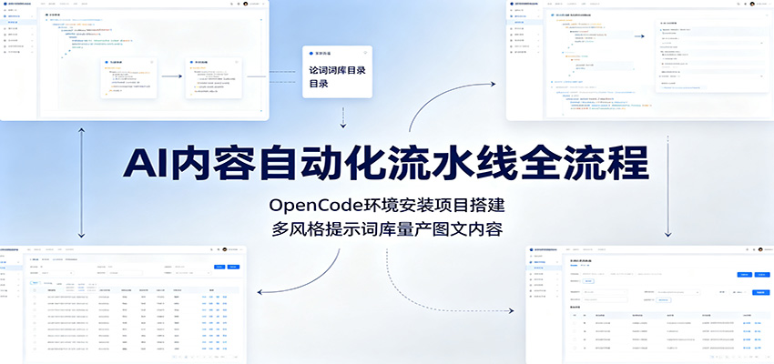 AI内容自动化流水线全流程：OpenCode环境安装项目搭建，多风格提示词库量产图文内容-课程网