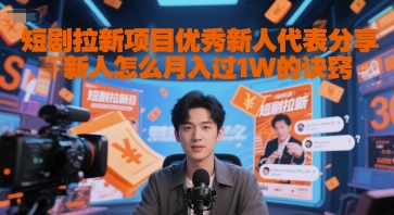 短剧拉新项目优秀新人代表分享新人怎么月入过1W的诀窍-课程网