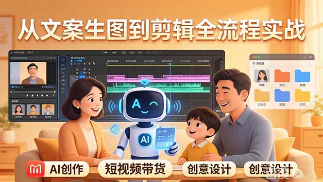 原创 AI 剧情短视频带货：AI+家庭剧情+带货广告，从文案生图到剪辑全流程实战-课程网