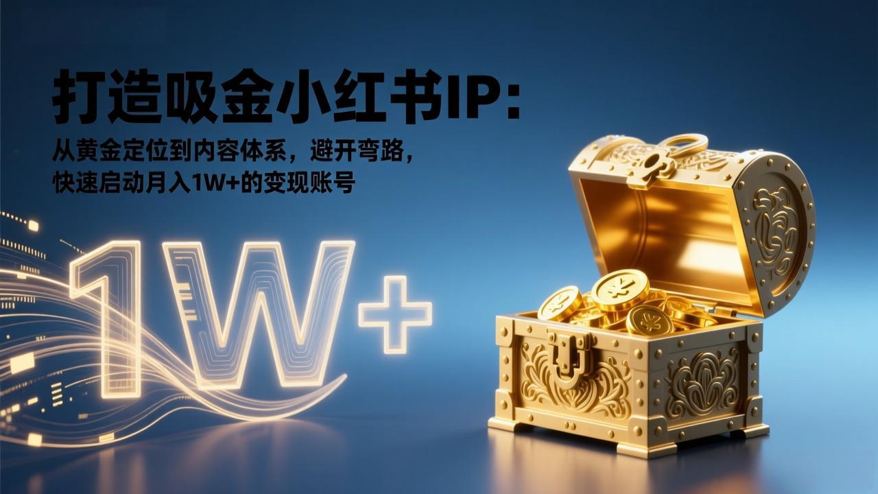 打造吸金小红书IP：从黄金定位到内容体系，避开弯路，快速启动月入1W+的变现账号-课程网