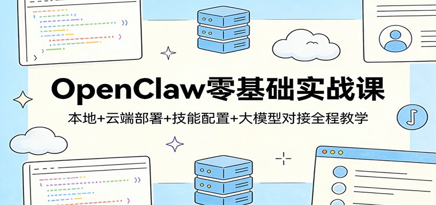 OpenClaw零基础实战课：本地+云端部署+技能配置+大模型对接全程教学-课程网