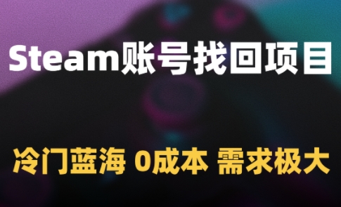 Steam账号找回项目，冷门蓝海，0成本，需求极大-课程网