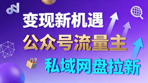 公众号流量主+私域网盘拉新，多方式变现，简单易上手，当天就有收益-课程网
