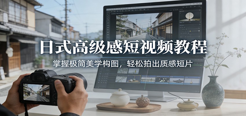 日式高级感短视频教程：掌握极简美学构图，轻松拍出质感短片-课程网