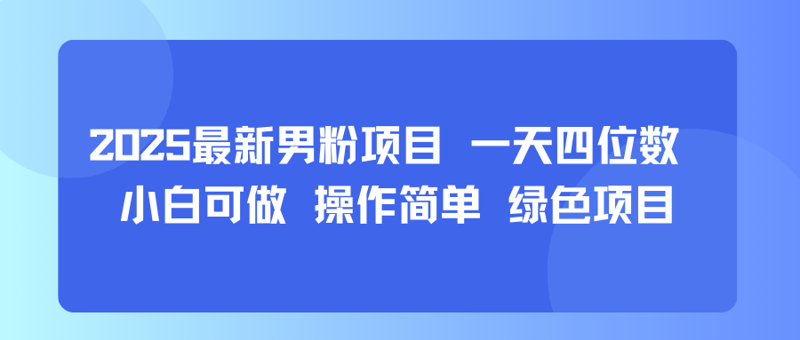 2025最新男粉项目 一天四位数 小白可做 操作简单 绿色项目-课程网