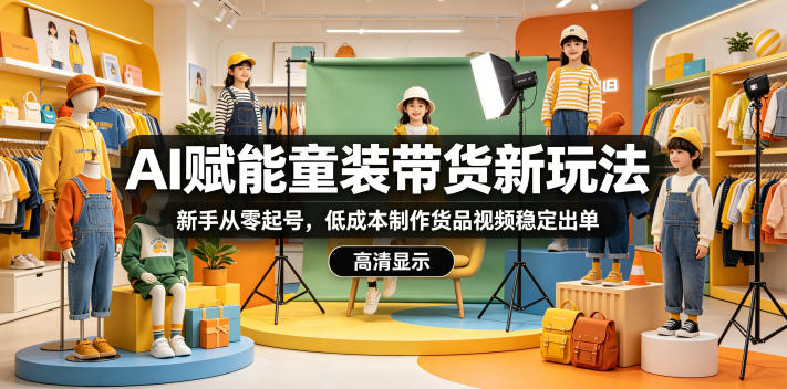 AI赋能童装带货新玩法，新手从零起号，低成本制作货品视频稳定出单-课程网