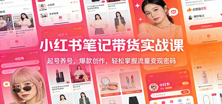 小红书笔记带货实战课：起号养号，爆款创作，轻松掌握流量变现密码-课程网