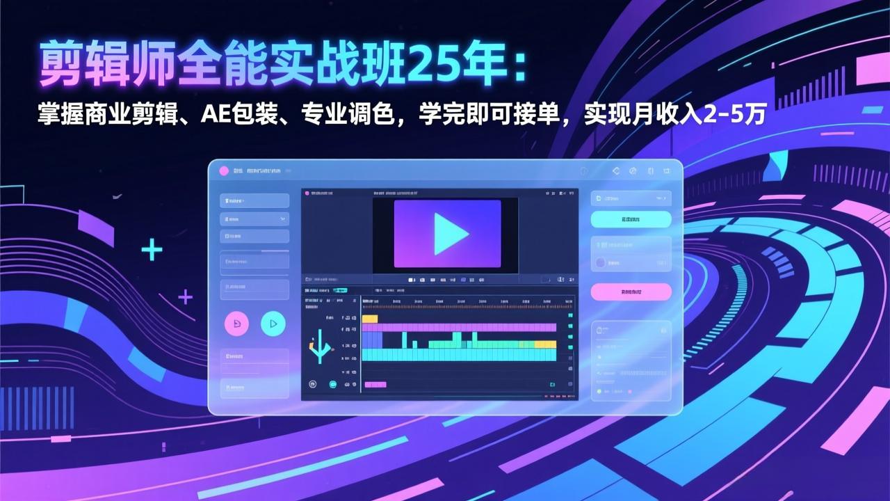 剪辑师全能实战班25年：掌握商业剪辑、AE包装、专业调色，学完即可接单，实现月收入2-5万-课程网