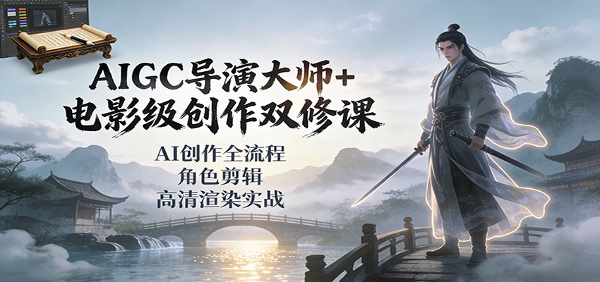 AIGC导演大师+电影级创作双修课：AI创作全流程、角色剪辑、高清渲染实战-课程网