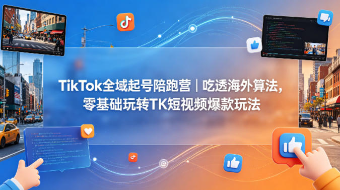 TikTok全域起号陪跑营｜吃透海外算法，零基础玩转TK短视频爆款玩法-课程网