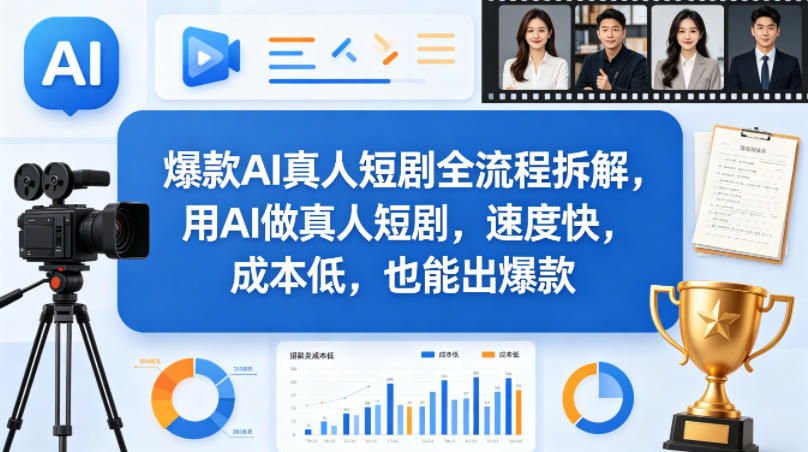 爆款AI真人短剧全流程拆解，用AI做真人短剧，速度快，成本低，也能出爆款-课程网
