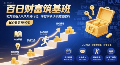 百日财富筑基班，助力普通人从认知到行动，带你解锁顶级财富密码-课程网