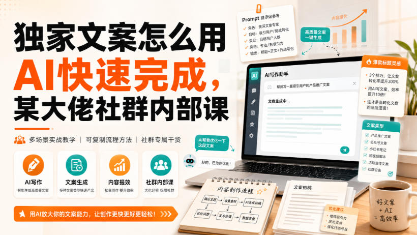 独家文案怎么用AI快速完成，某大佬社群内部课-课程网