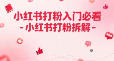 小红书打粉入门必看-小红书打粉拆解-课程网