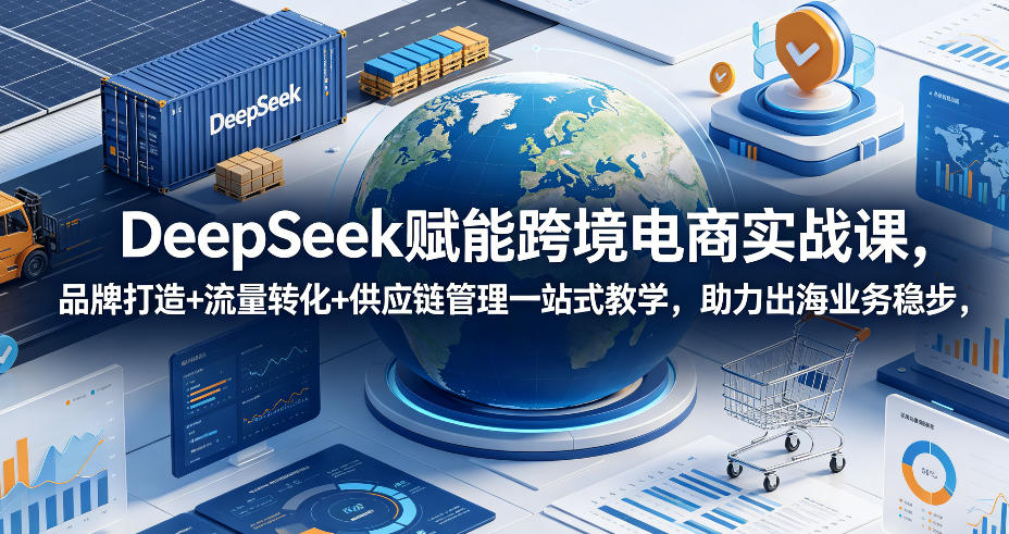 DeepSeek赋能跨境电商实战课，品牌打造+流量转化+供应链管理一站式教学，助力出海业务稳步发展-课程网