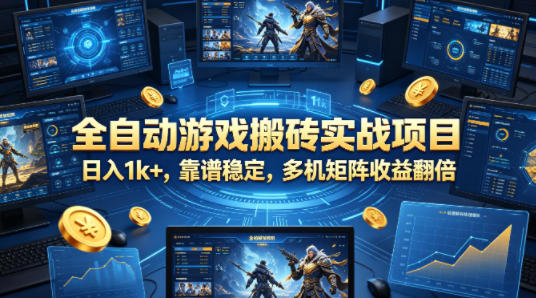 全自动游戏搬砖实战项目，日入1k+，靠谱稳定，多机矩阵收益翻倍【揭秘】-课程网