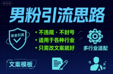男粉引流思路不违规 不封号 适用于各种行业只需改文案就好-课程网