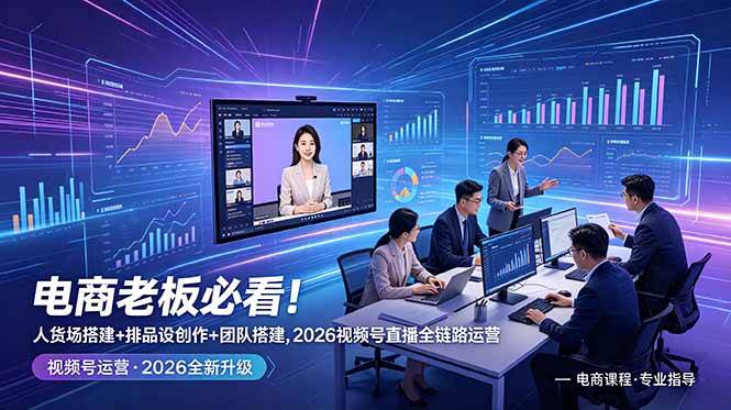 （18845期）电商老板必看！人货场搭建+排品设计+素材创作+团队搭建，2026视频号直播全链路运营-课程网