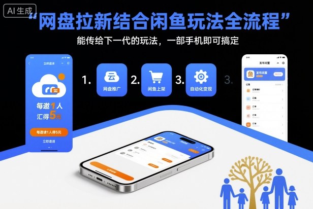 网盘拉新结合闲鱼玩法全流程，能传给下一代的玩法，一部手机即可搞定（附入口渠道以及实操教程）-课程网