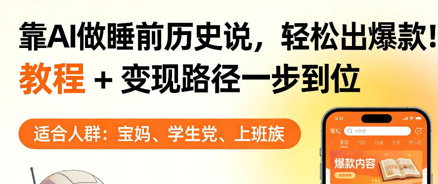 靠AI做睡前历史解说，轻松出爆款！教程+变现路径一步到位，单个视频收益1K+【揭秘】-课程网