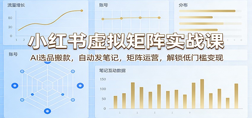 小红书虚拟矩阵实战课：AI选品搬款，自动发笔记，矩阵运营，解锁低门槛变现-课程网