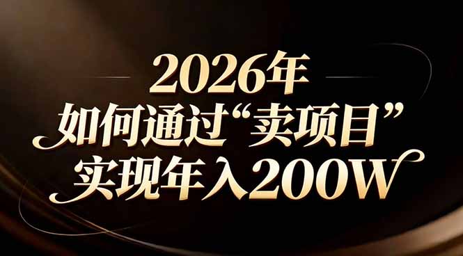 站在2026年的十字路口：一个普通人如何通过卖项目实现年入200万-课程网