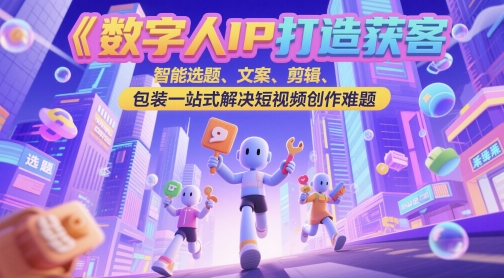 数字人IP打造获客变现实操课，智能选题、文案、剪辑、包装一站式解决短视频创作难题-课程网