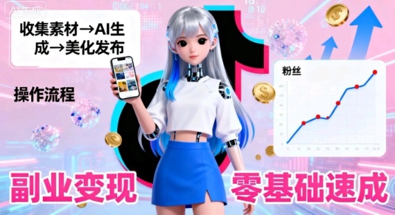 副业拆解：抖音新风口，靠AI美女图日引500粉，无需拍摄、不用真人-课程网