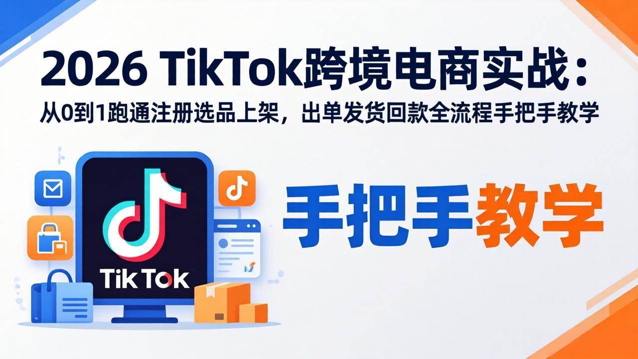 （17850期）2026TikTok跨境电商实战：从0到1跑通注册选品上架，出单发货回款全流程手把手教学-课程网