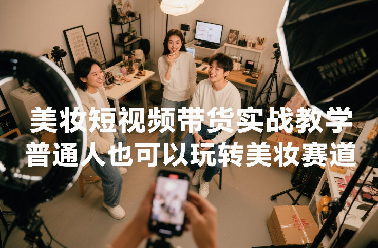 美妆短视频带货实战教学，普通人也可以玩转美妆赛道-课程网
