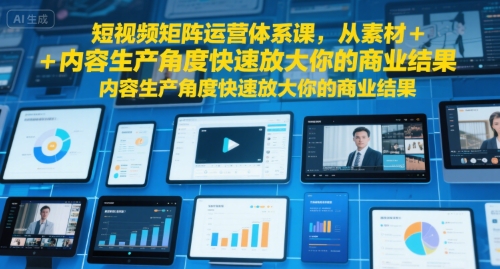 短视频矩阵运营体系课，从素材+内容生产角度快速放大你的商业结果-课程网