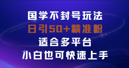 国学赛道不封号玩法，日引50+精准粉适合多平台，小白也可快速上手-课程网