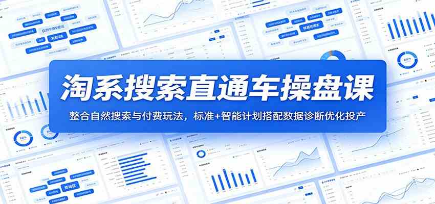 淘系搜索直通车操盘课：整合自然搜索与付费玩法，标准+智能计划搭配数据诊断优化投产-课程网
