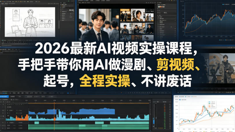 2026最新AI视频实操课程，手把手带你用AI做漫剧、剪视频、起号，全程实操、不讲废话-课程网