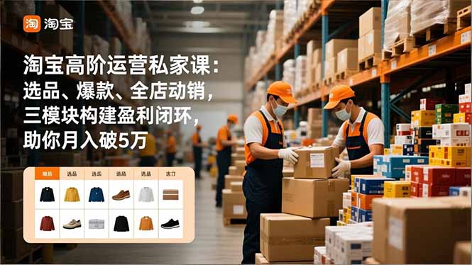 淘宝高阶运营私家课：选品、爆款、全店动销，三模块构建盈利闭环，助你月入破5万-课程网